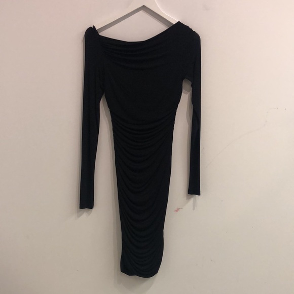 A.L.C. Etta Black Ruched Long Sleeve Dress - Picture 3 of 9